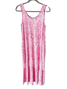 Tommy Bahama Dress Women's Medium Sin Mangas Rosa Jersey Knit Maxi Resortwear